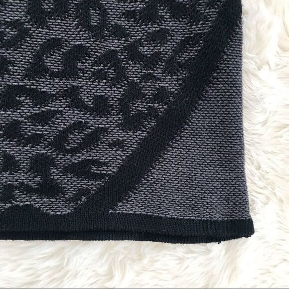 R+J COUTURE Leopard Print Sweater Dress Fitted Raglan‎ Sleeve Black Gray Small - Picture 5 of 11